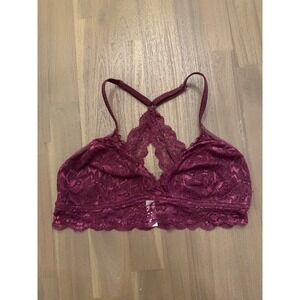 Laura Ashley Burgundy Lace Bralette Bralette Style 400349‎ Size L